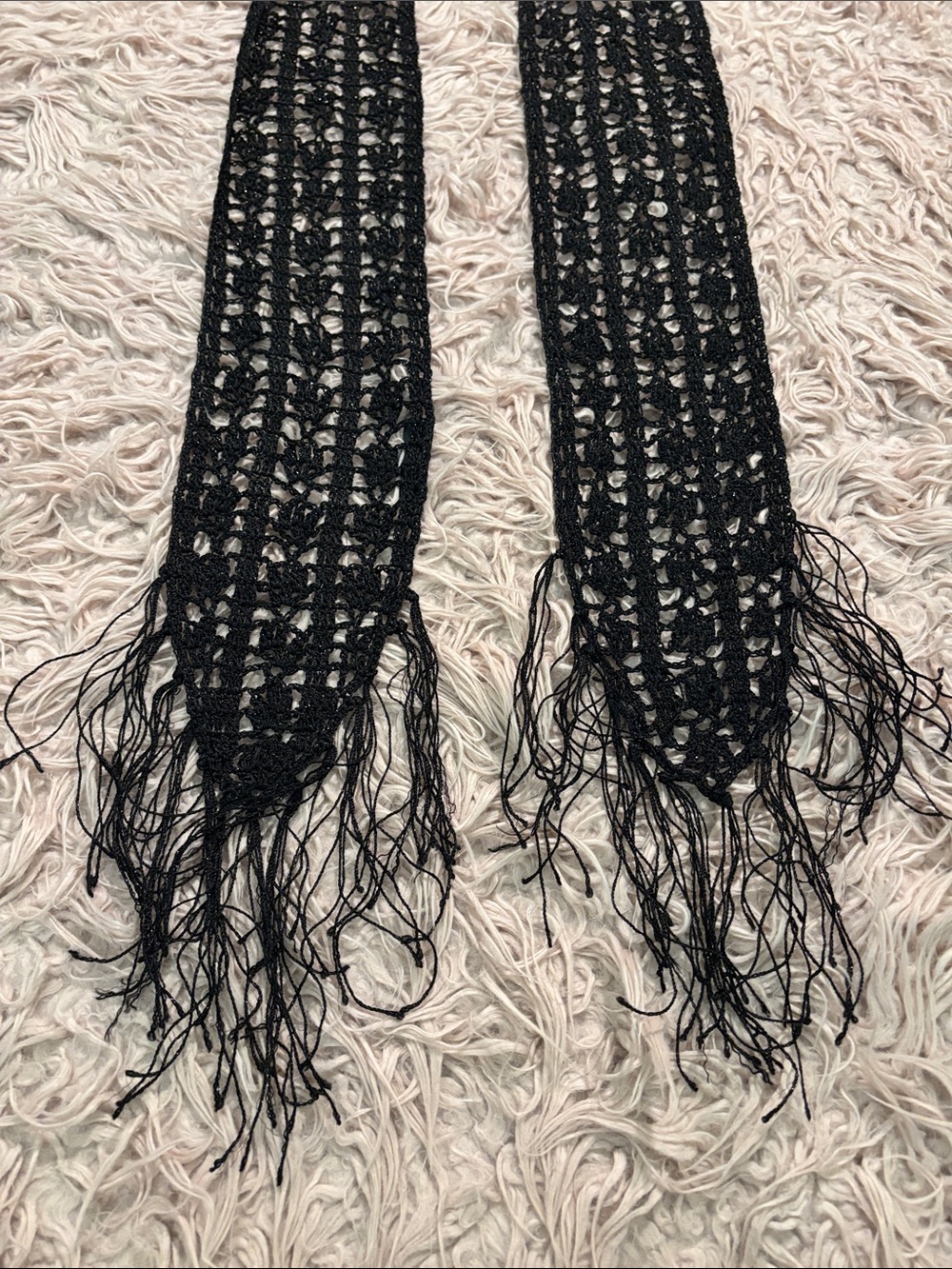 New York & Company Crochet Knit Fringe Scarf/Belt - Picture 4 of 8